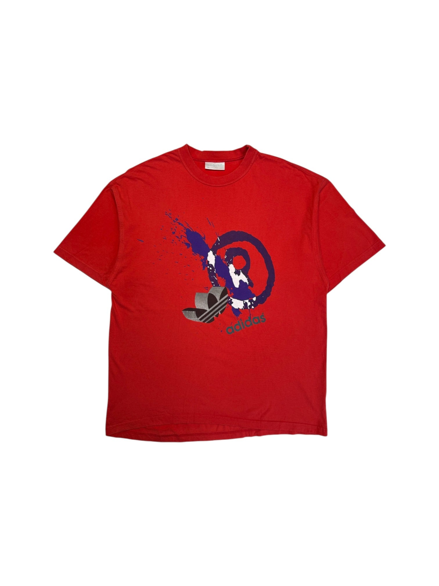 90s Adidas Shirt Paint Splatter Rot Größe L - RareRags