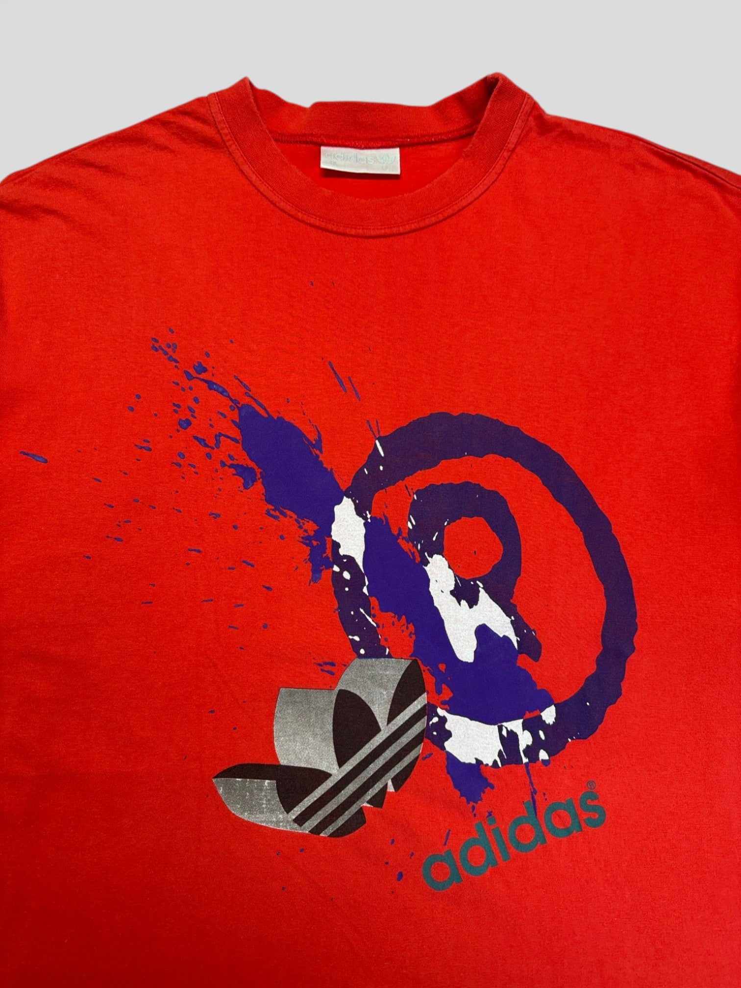 90s Adidas Shirt Paint Splatter Rot Größe L - RareRags