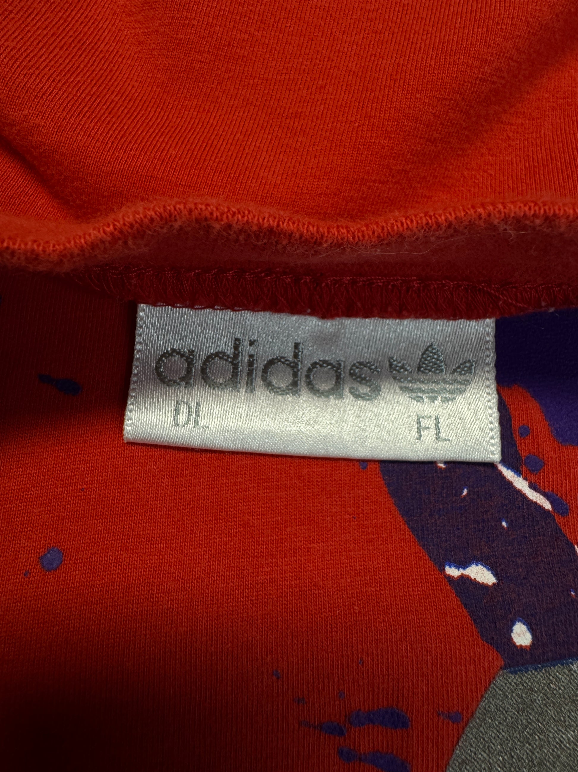 90s Adidas Shirt Paint Splatter Rot Größe L - RareRags