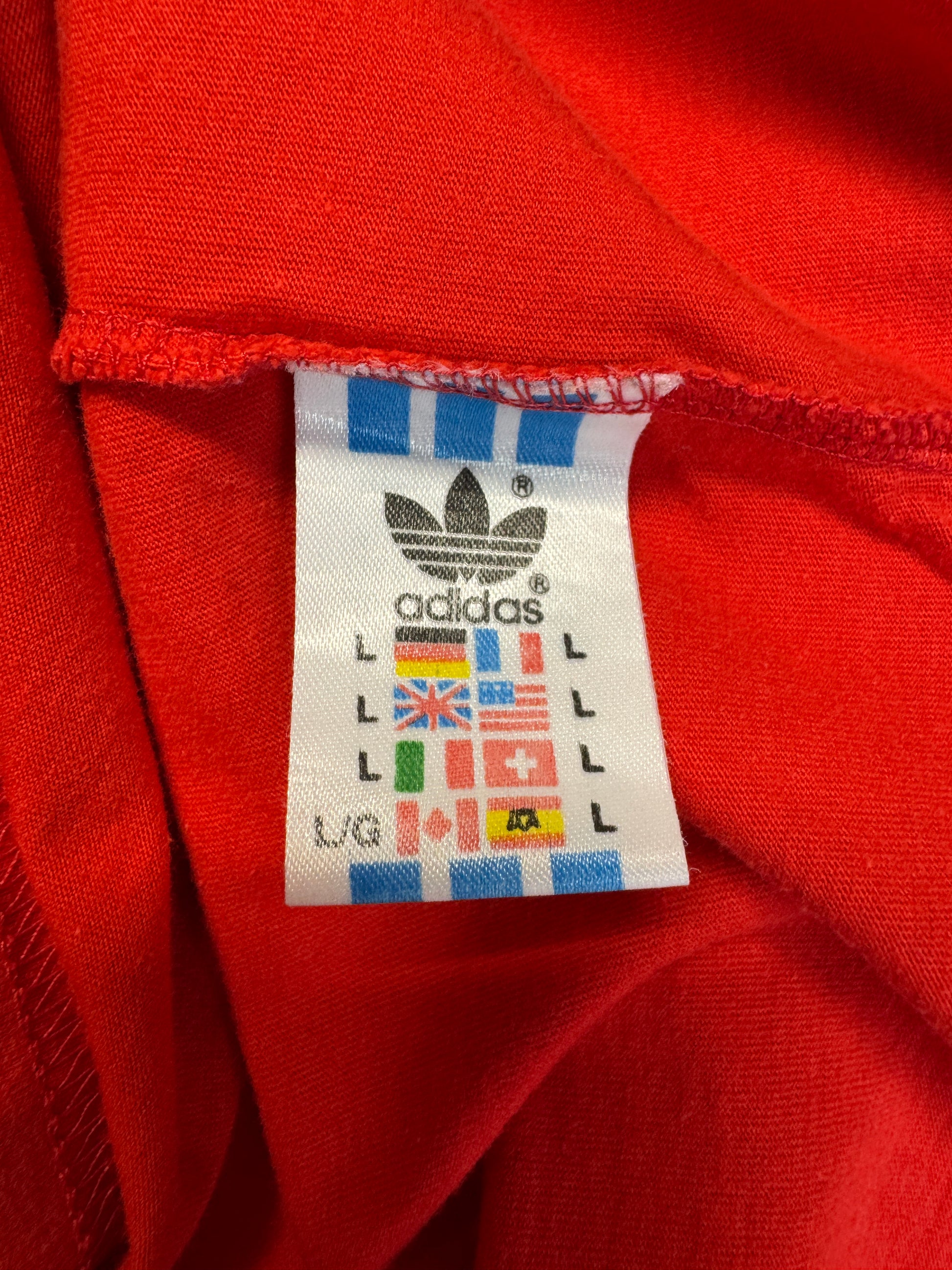 90s Adidas Shirt Paint Splatter Rot Größe L - RareRags
