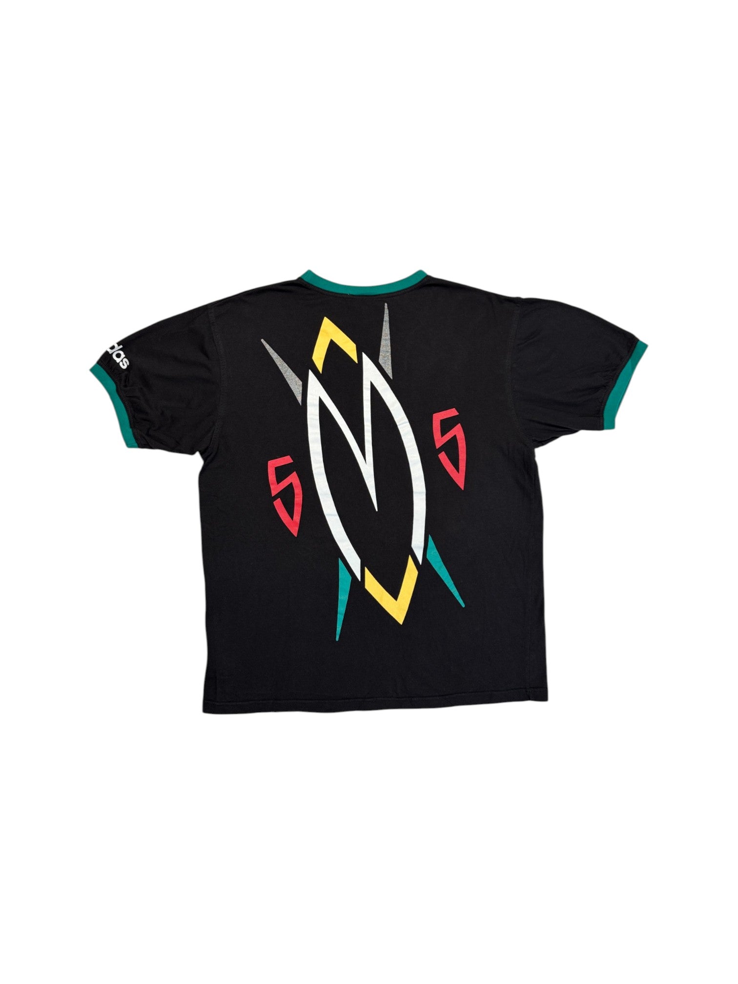 90s Adidas x Dikembe Mutombo Ringer Shirt Schwarz L - RareRags