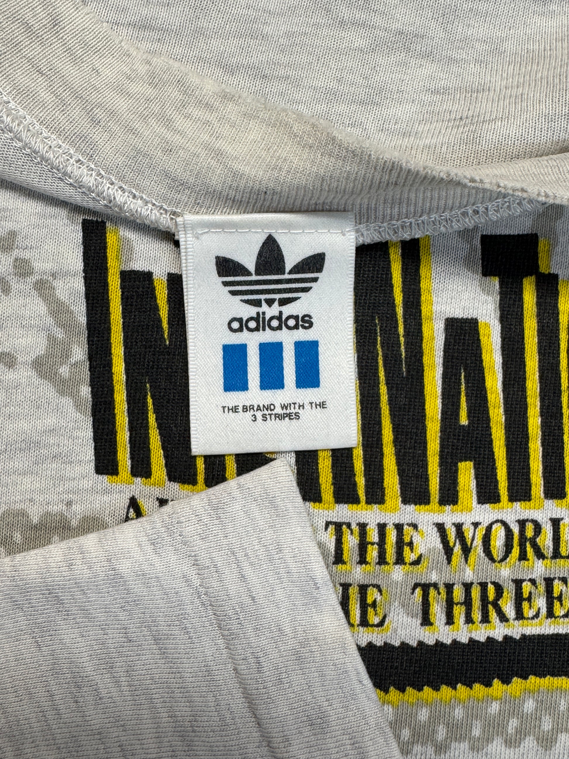 80s Adidas By Descente Shirt "International" Single Stitch Grau M - RareRags