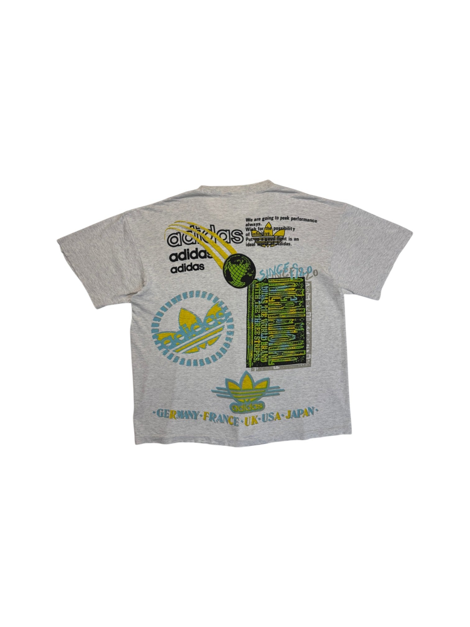 80s Adidas By Descente Shirt "International" Single Stitch Grau M - RareRags