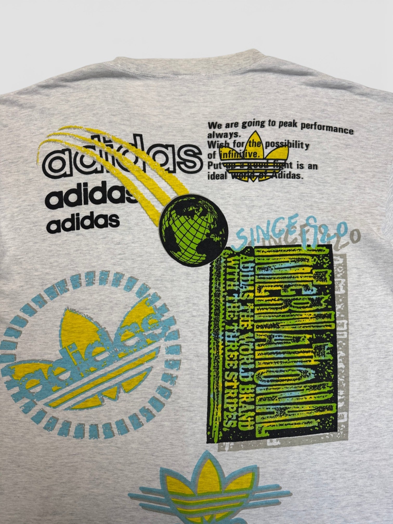 80s Adidas By Descente Shirt "International" Single Stitch Grau M - RareRags