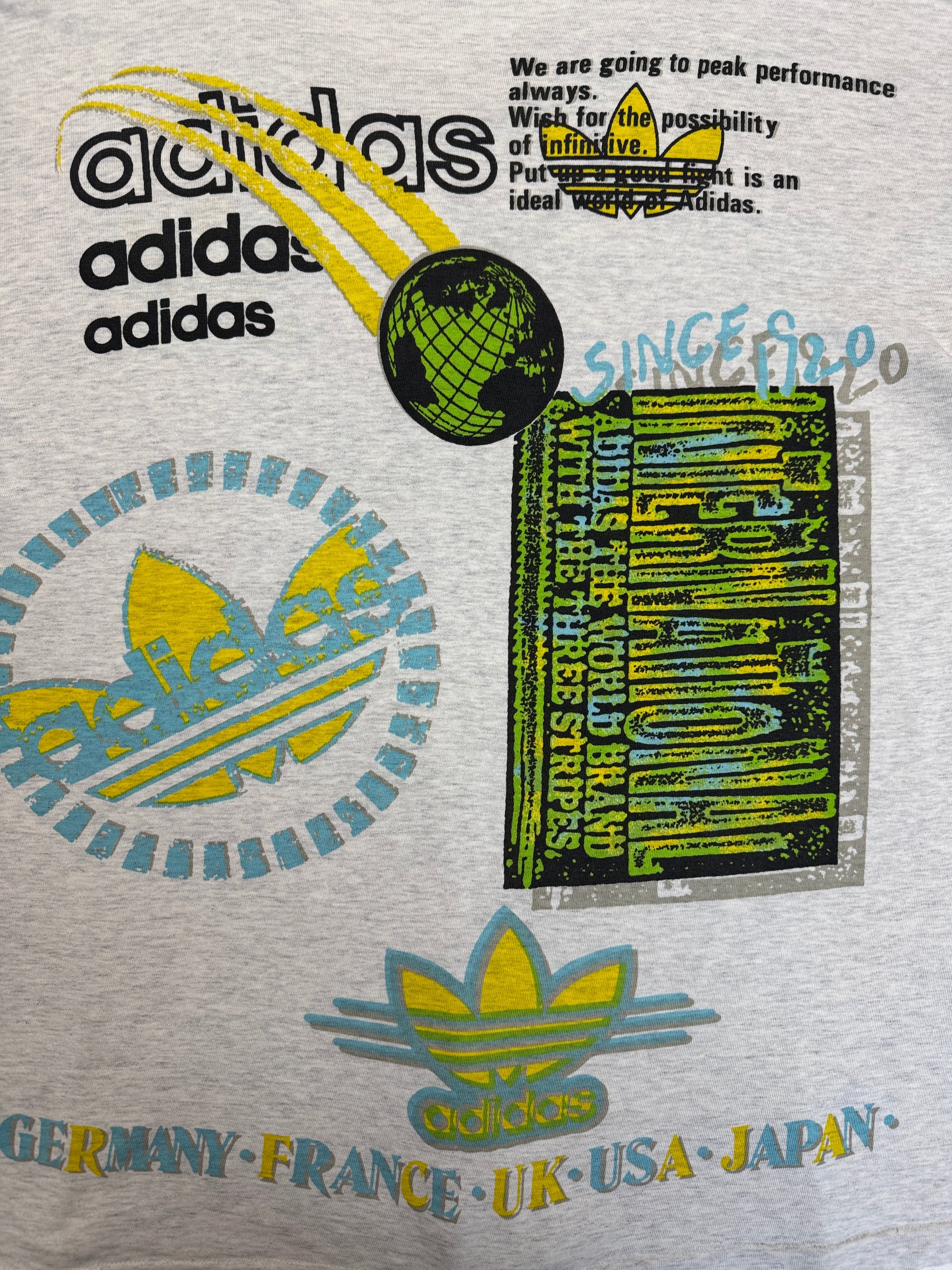 80s Adidas By Descente Shirt "International" Single Stitch Grau M - RareRags
