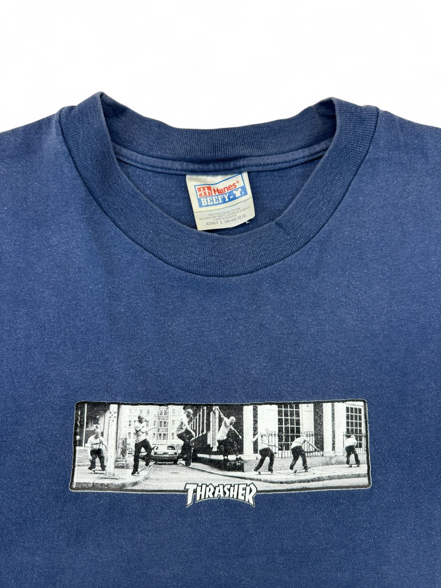 Vintage Hanes Trasher Shirt 90s Skate Box Logo Dunkelblau L