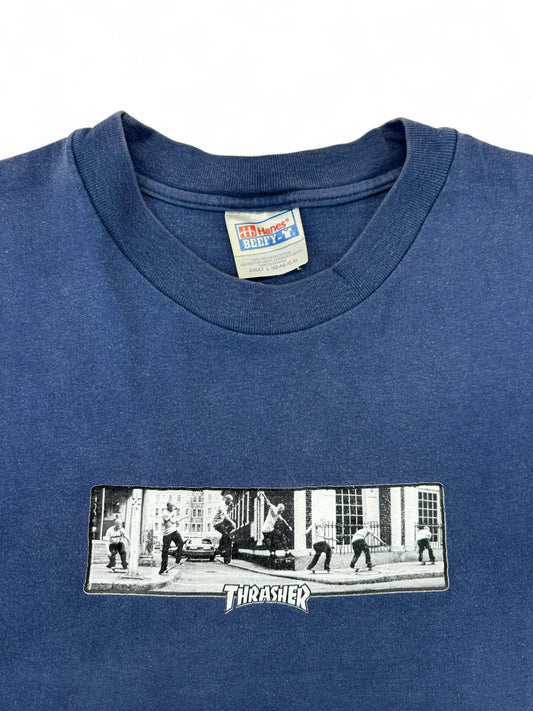 Vintage Hanes Trasher Shirt 90s Skate Box Logo Dunkelblau L