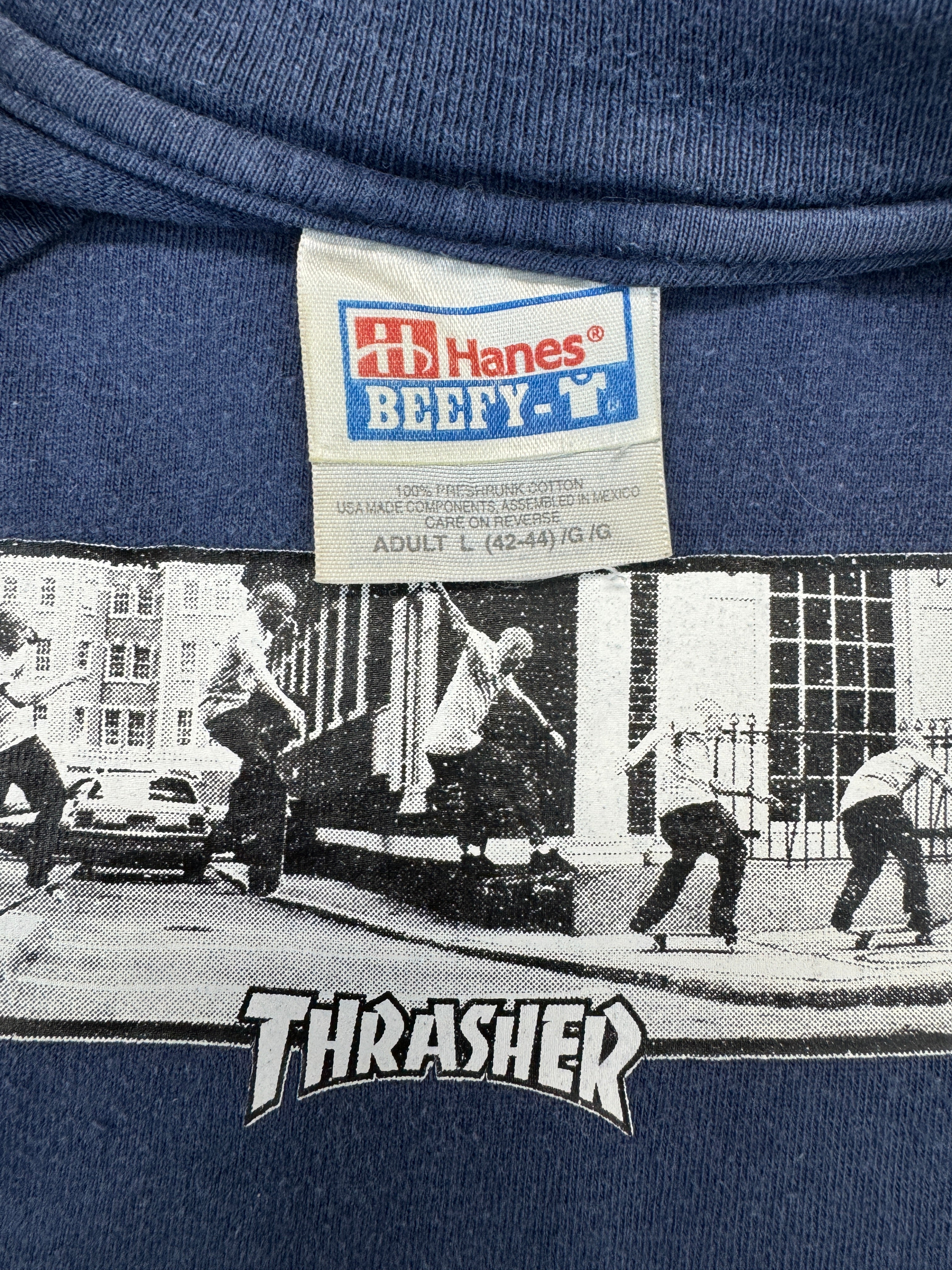 Vintage Hanes Trasher Shirt 90s Skate Box Logo Dunkelblau L