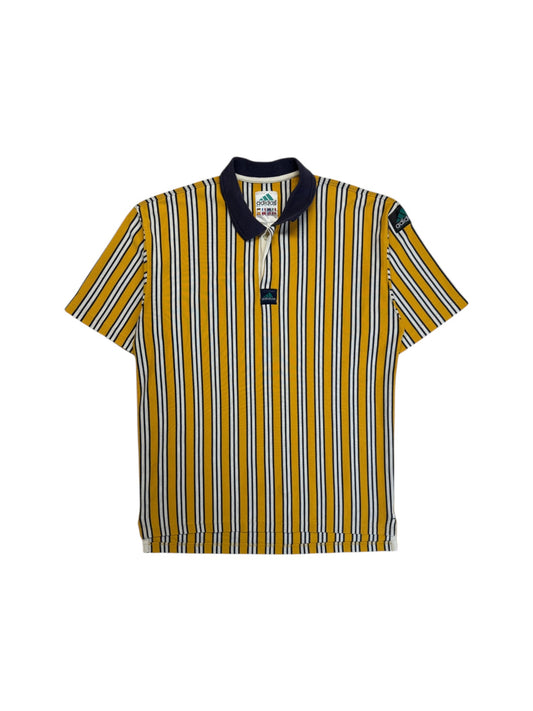 90s Adidas Equipment Polo Made In Singapore Gestreift Gelb Schwarz D8 L-XL