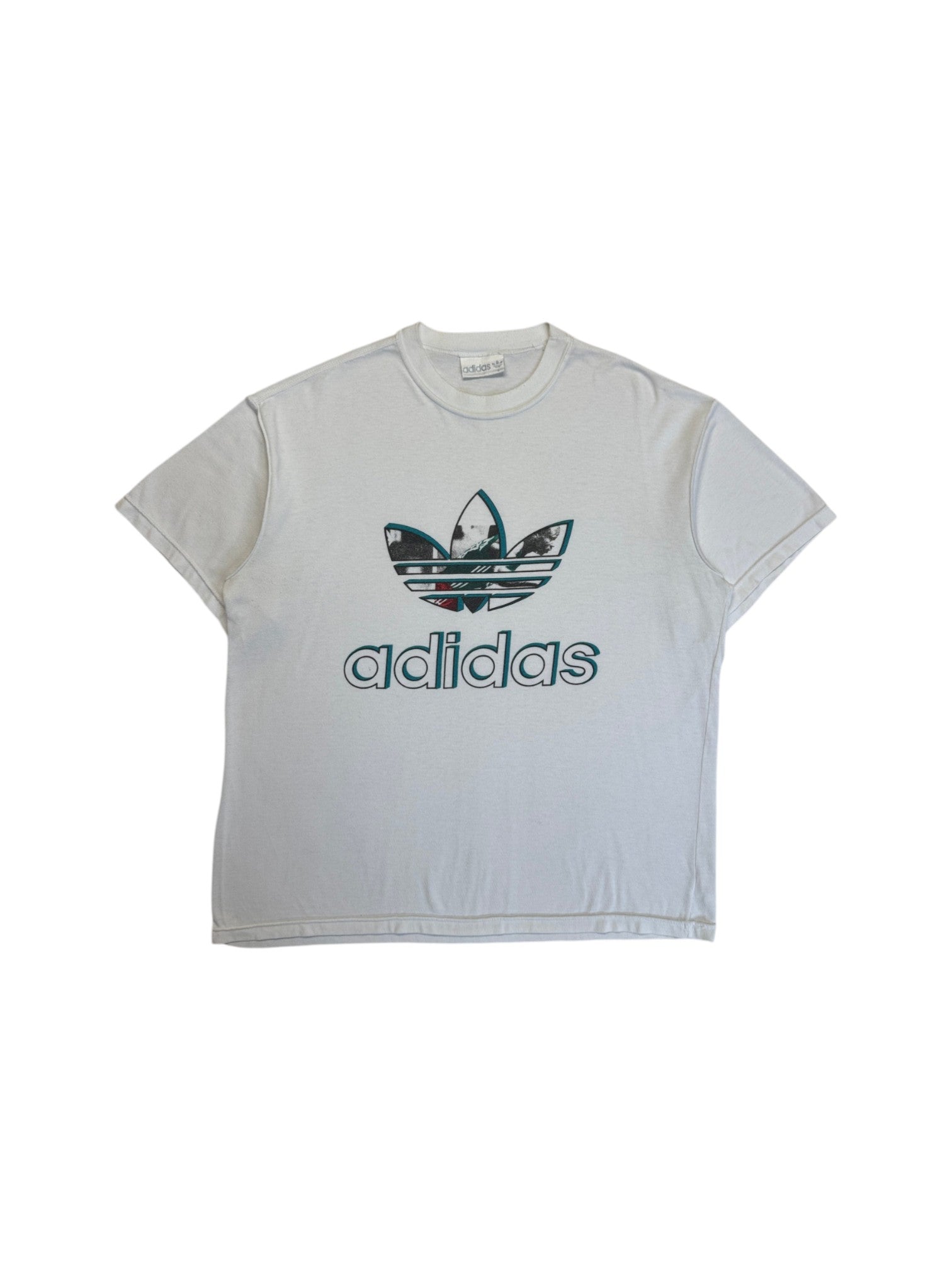 90s Adidas Shirt Basketball Made In Singapore Weiß L - RareRags