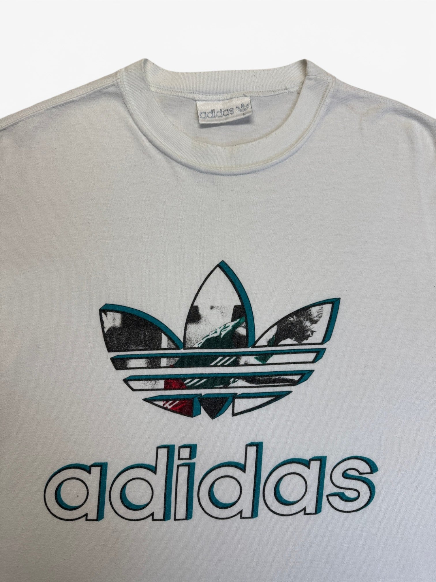 90s Adidas Shirt Basketball Made In Singapore Weiß L - RareRags
