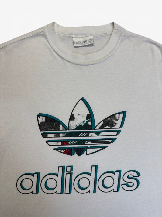90s Adidas Shirt Basketball Made In Singapore Weiß L