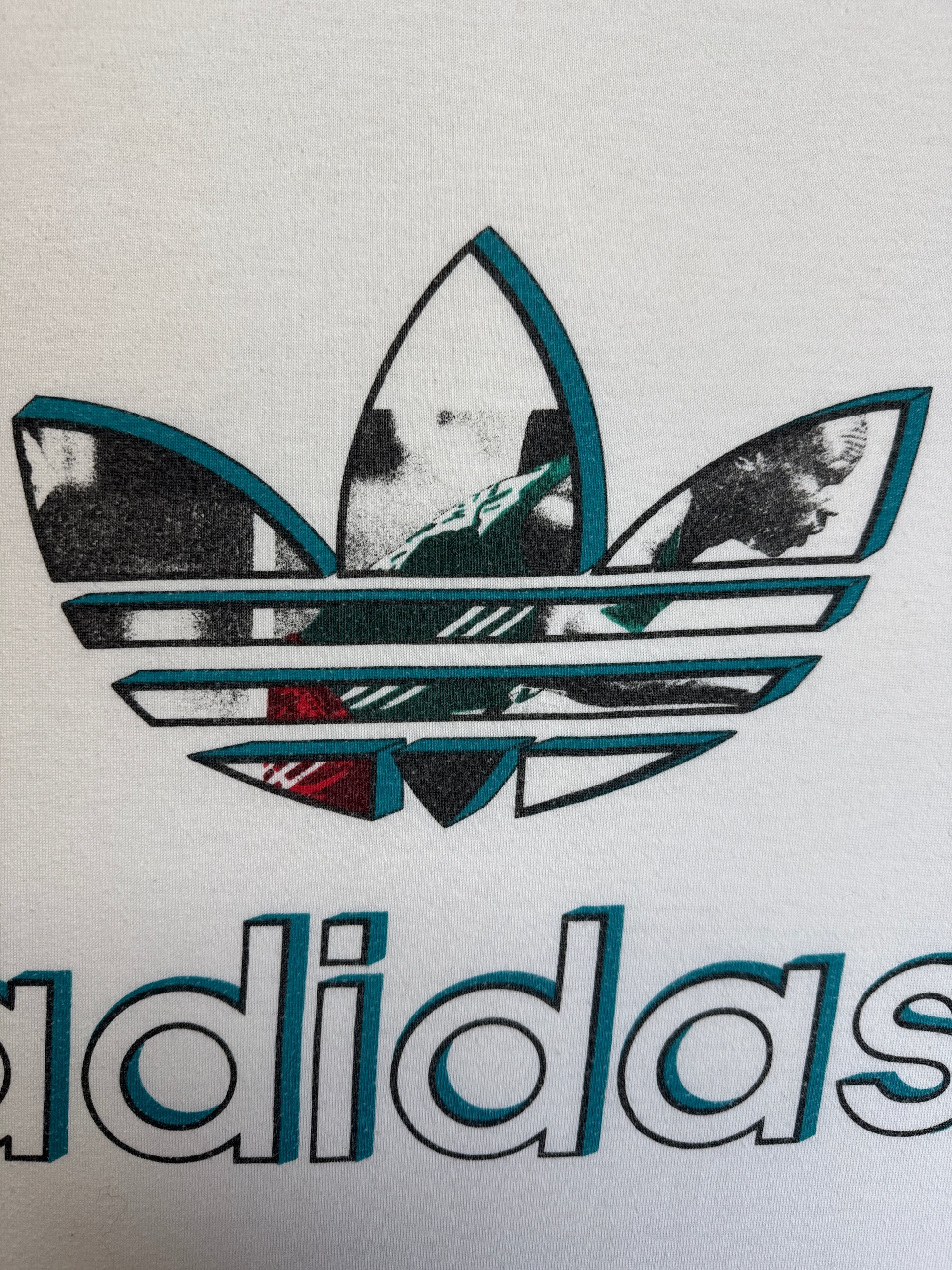 90s Adidas Shirt Basketball Made In Singapore Weiß L - RareRags