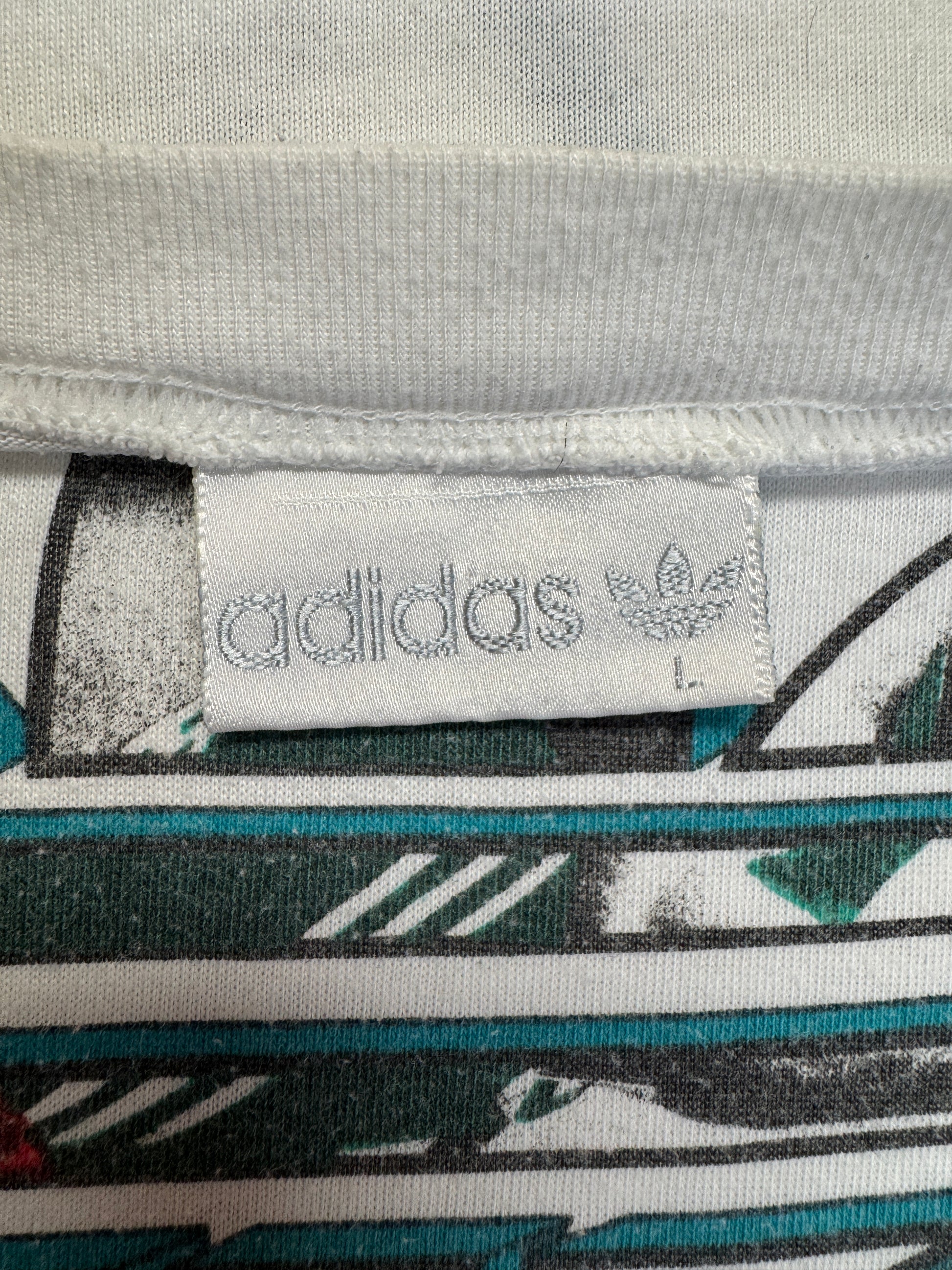 90s Adidas Shirt Basketball Made In Singapore Weiß L - RareRags
