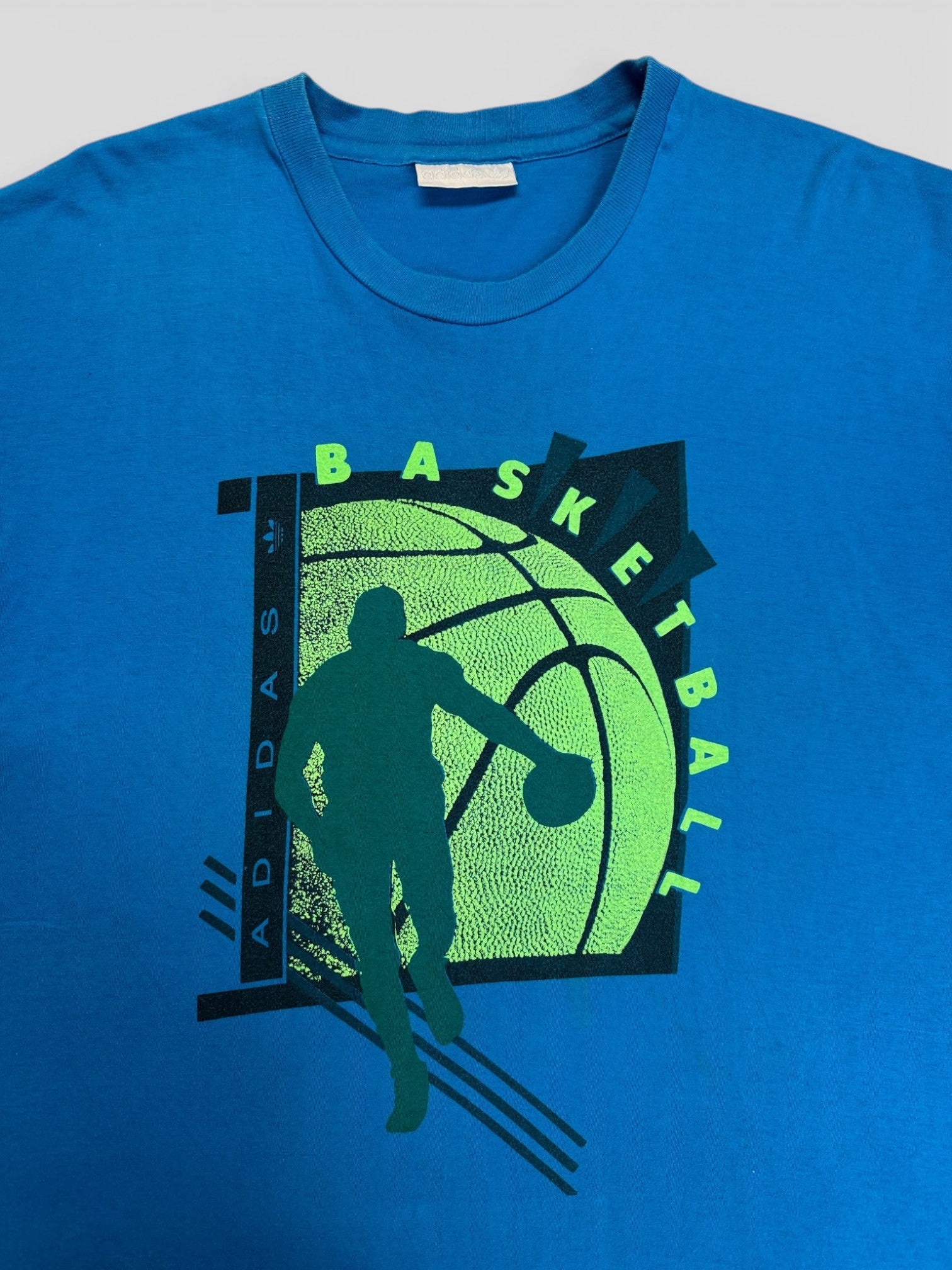 90s Adidas Basketball Shirt Made In Mauritius Blau L - RareRags