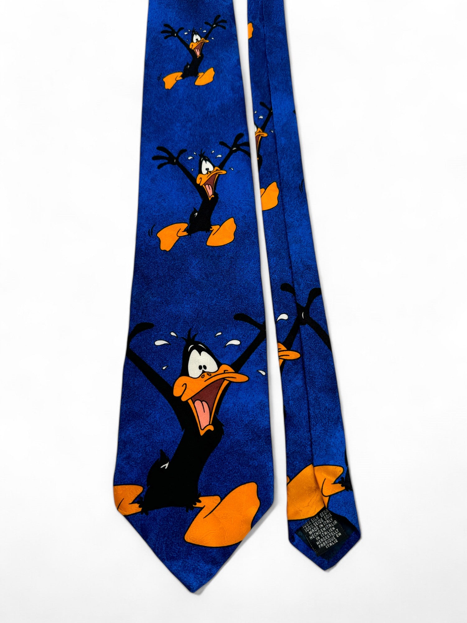 Vintage Tie Rack Krawatte 1995 Warner Bros. Looney Tunes Daffy Duck Made In Italy Seide Blau