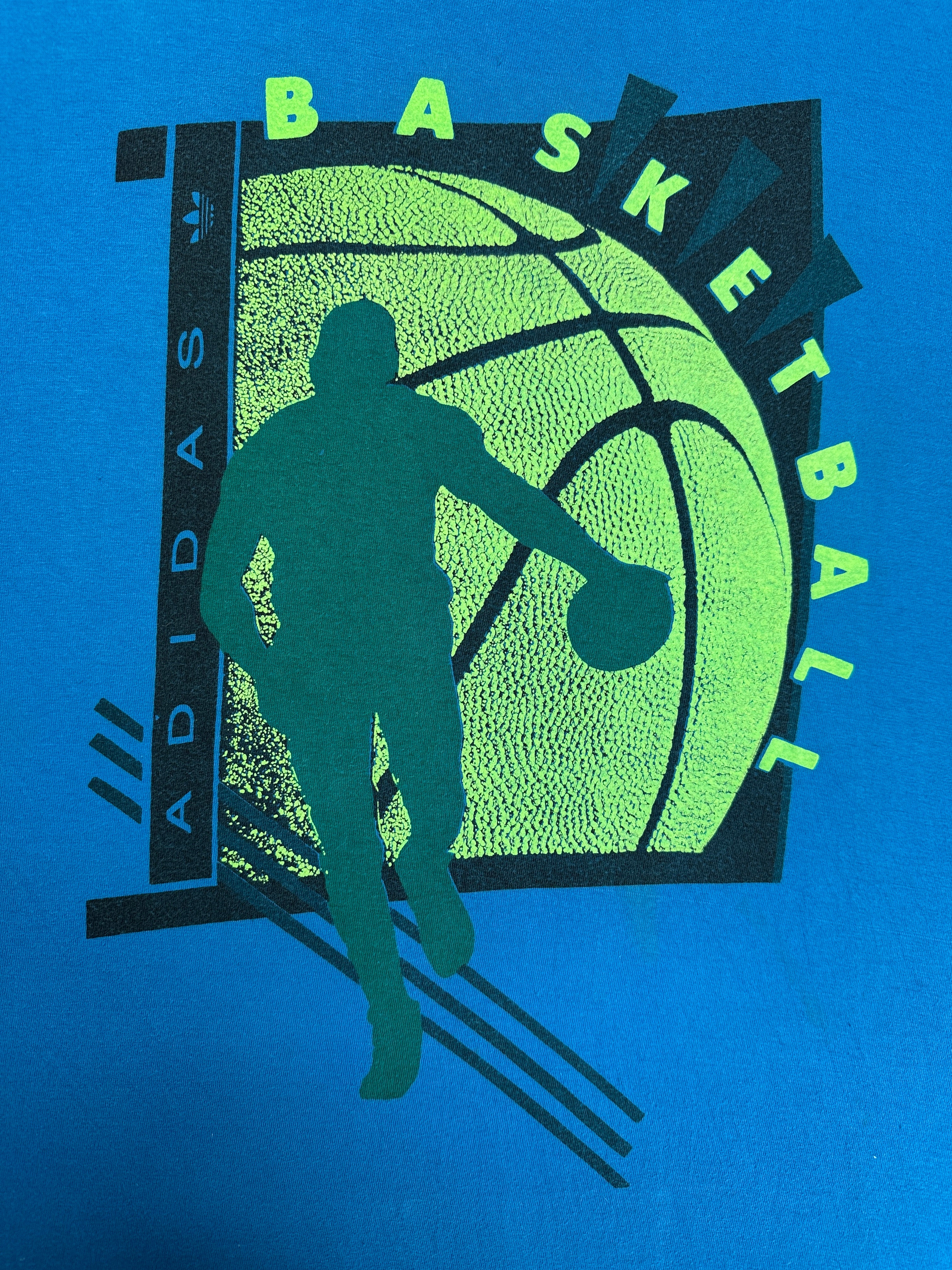 90s Adidas Basketball Shirt Made In Mauritius Blau L - RareRags