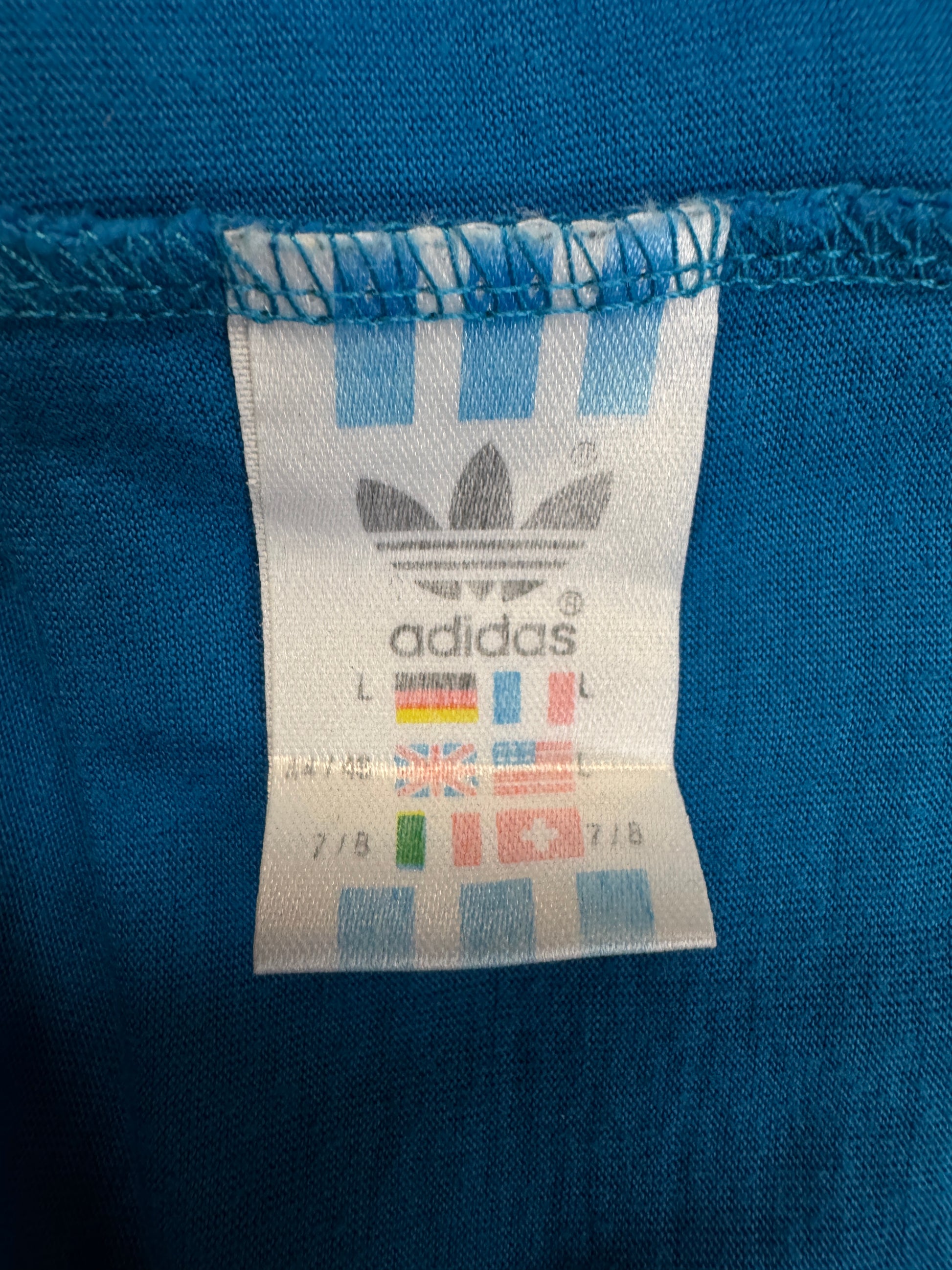 90s Adidas Basketball Shirt Made In Mauritius Blau L - RareRags