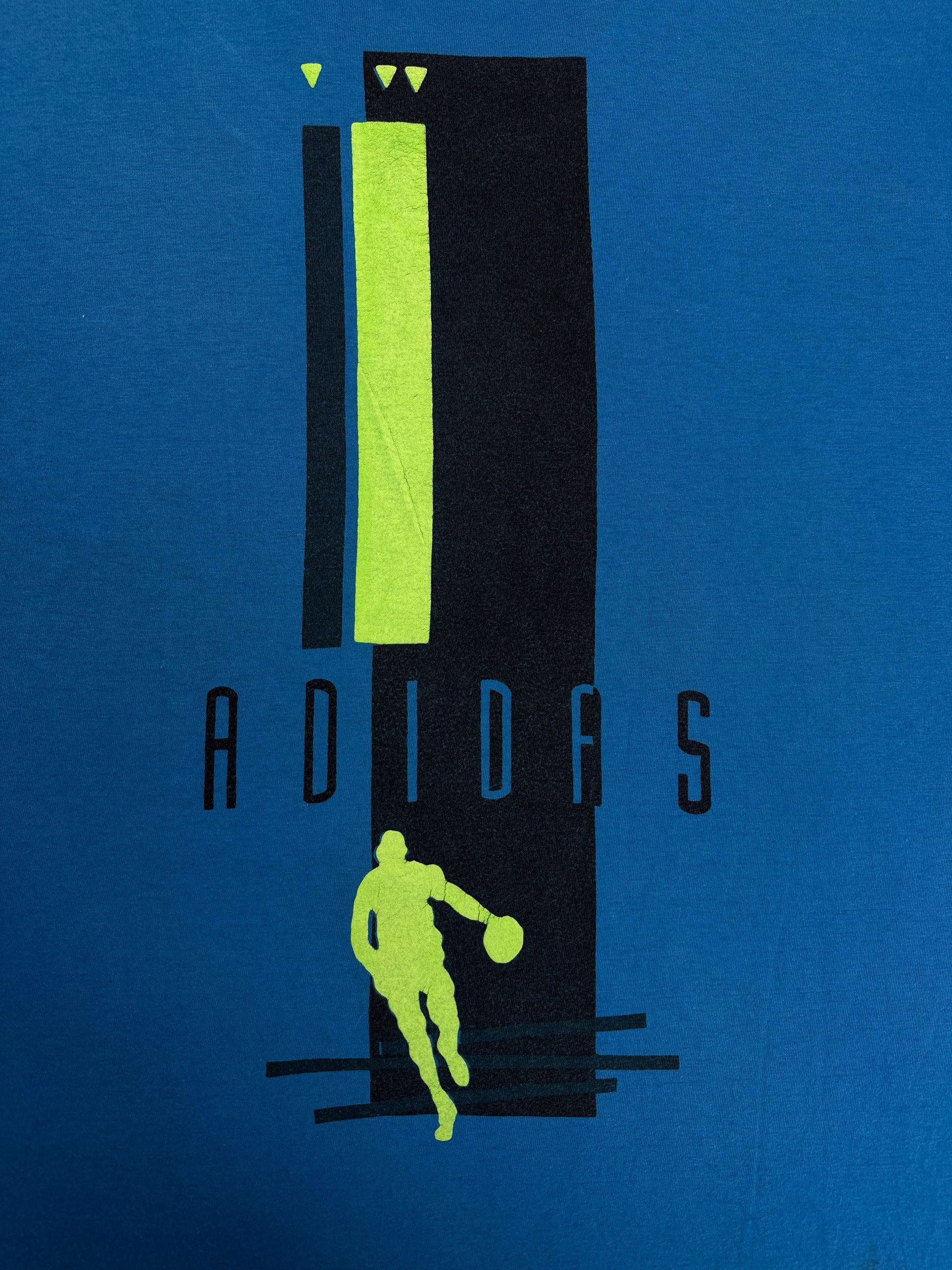 90s Adidas Basketball Shirt Made In Mauritius Blau L - RareRags