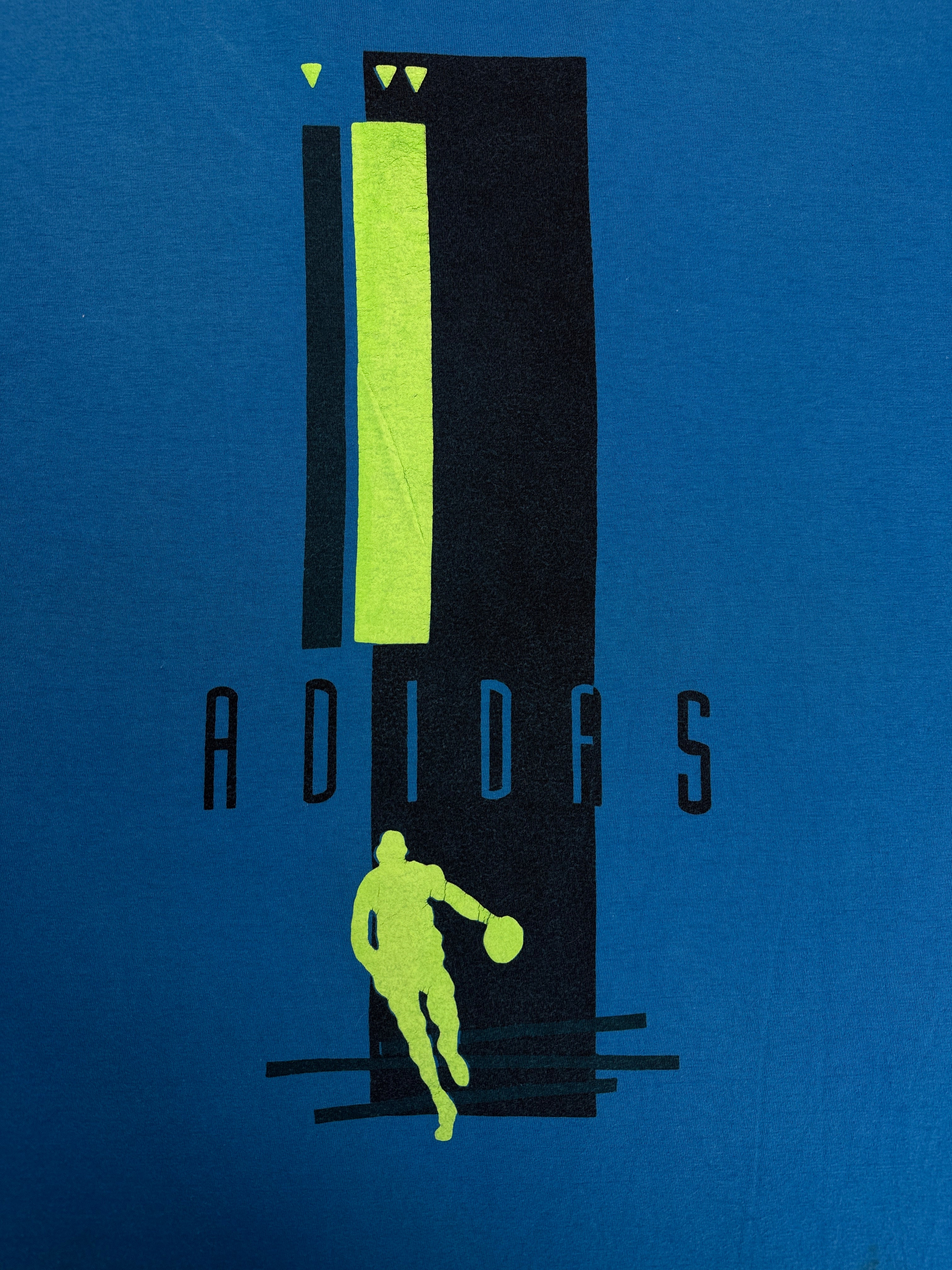 90s Adidas Basketball Shirt Made In Mauritius Blau L - RareRags