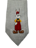 Vintage Addiction Krawatte 1992 Warner Bros. Looney Tunes Bugs Bunny Handmade Seide Kariert Schwarz Weiß
