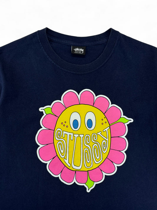 Stüssy Shirt 00s "Happy Flower" Dunkelblau S