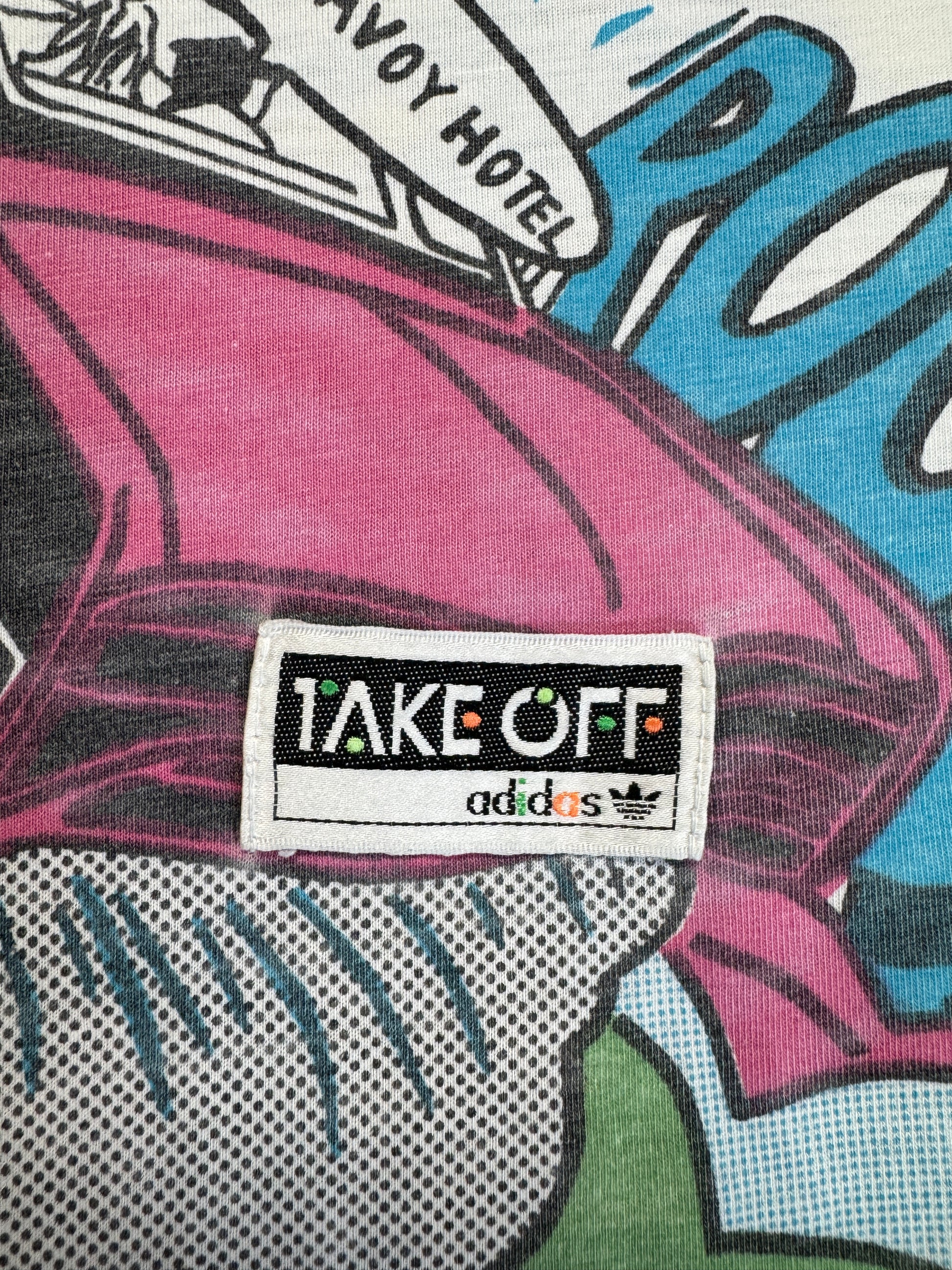 90s Adidas Take Off Shirt Pop-Art AOP Bunt D5 M - RareRags