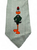 Vintage Addiction Krawatte 1992 Warner Bros. Looney Tunes Daffy Duck Handmade Seide Kariert Schwarz Weiß