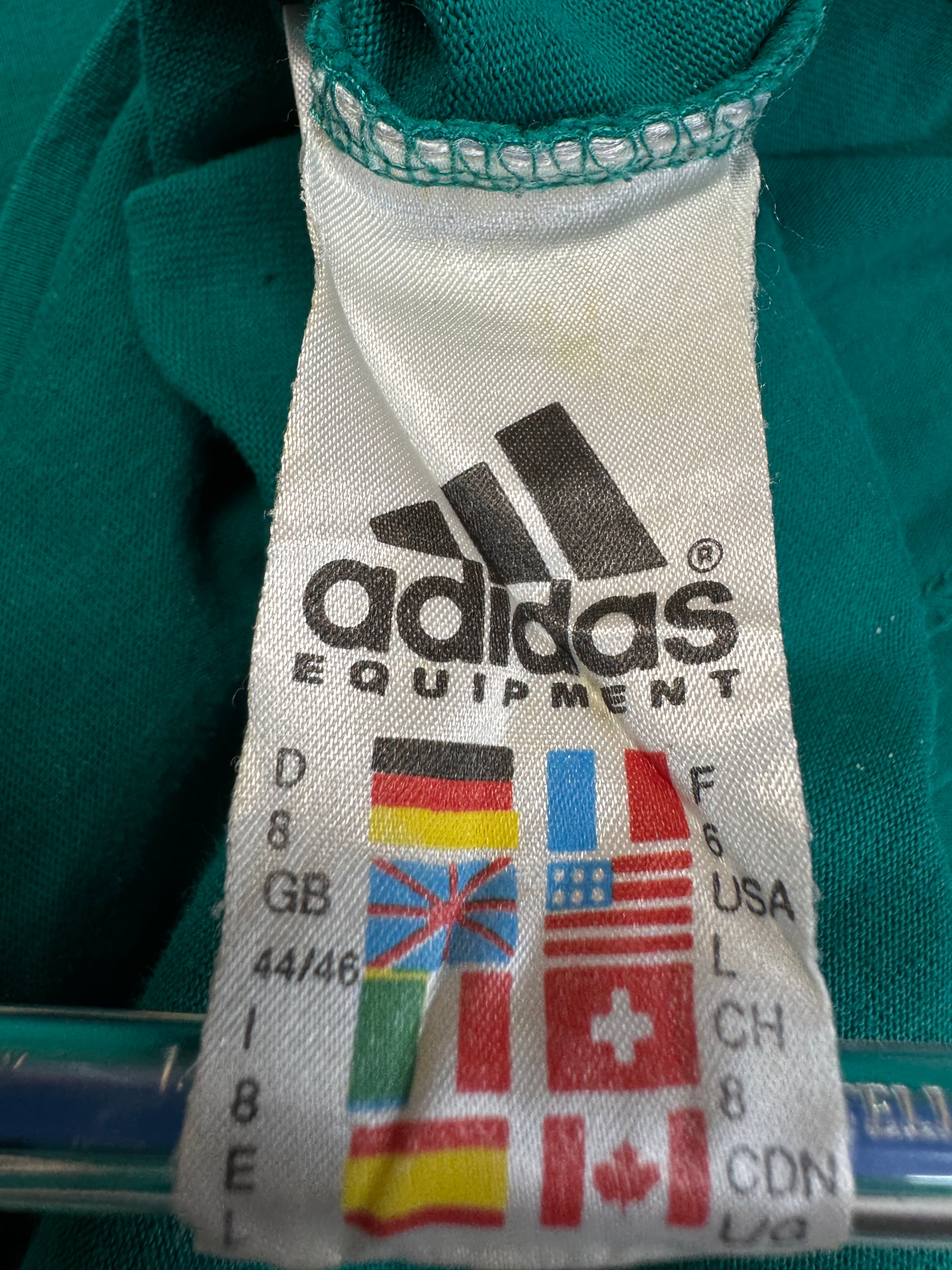 90s Adidas Equipment Polo Made In Hong Kong Grün D8 L-XL - RareRags
