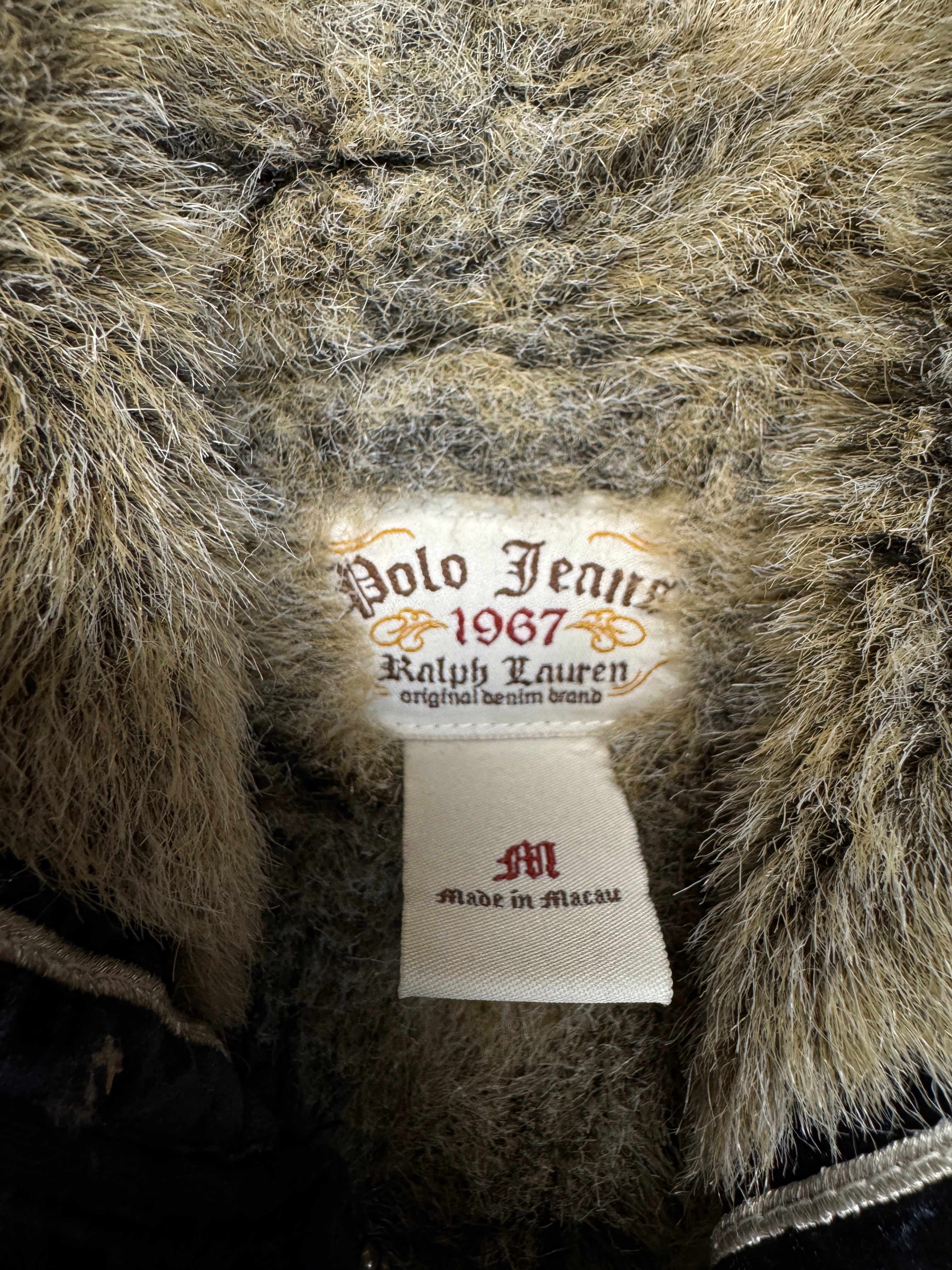 00s Polo Jeans By Ralph Lauren Hoodie Faux Fur Dunkelblau S-M - RareRags