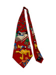 Vintage Disney Krawatte "Plutos Weihnachten" Made In Italy Seide Rot