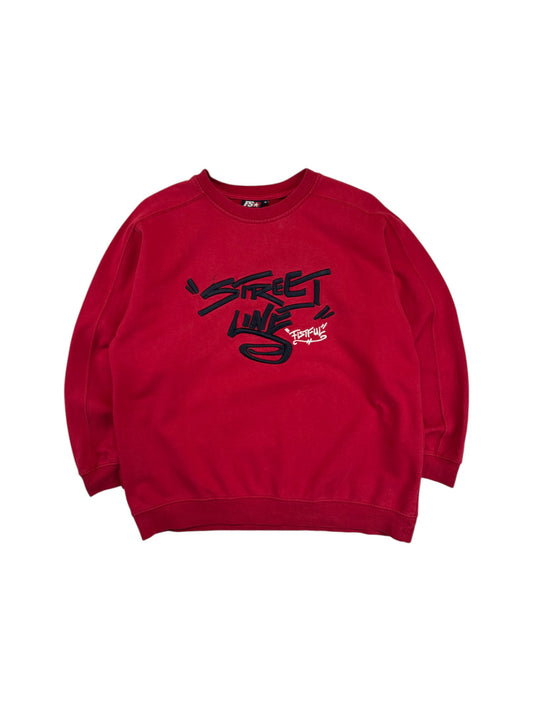 Fistful Sweater 00s Y2K "Street Line" Bestickt Rot M