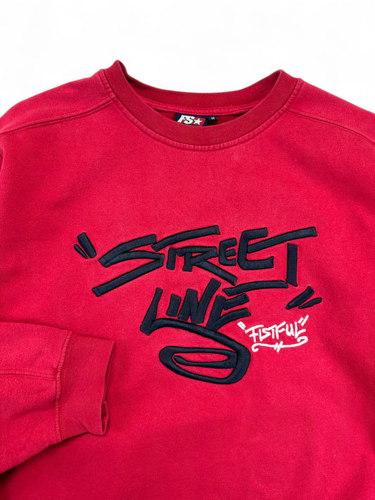 Fistful Sweater 00s Y2K "Street Line" Bestickt Rot M