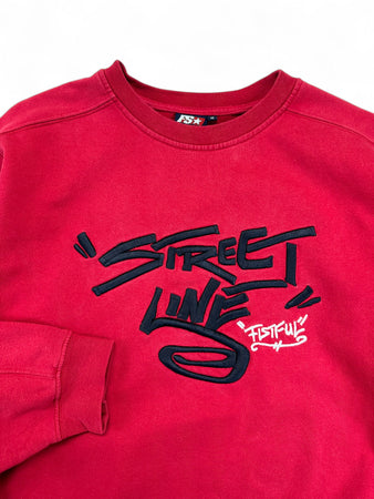 Fistful Sweater 00s Y2K "Street Line" Bestickt Rot M