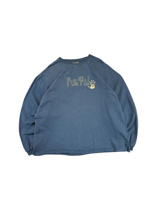 Vintage Fistful Sweater 90s Bestickt Blaugrau XL