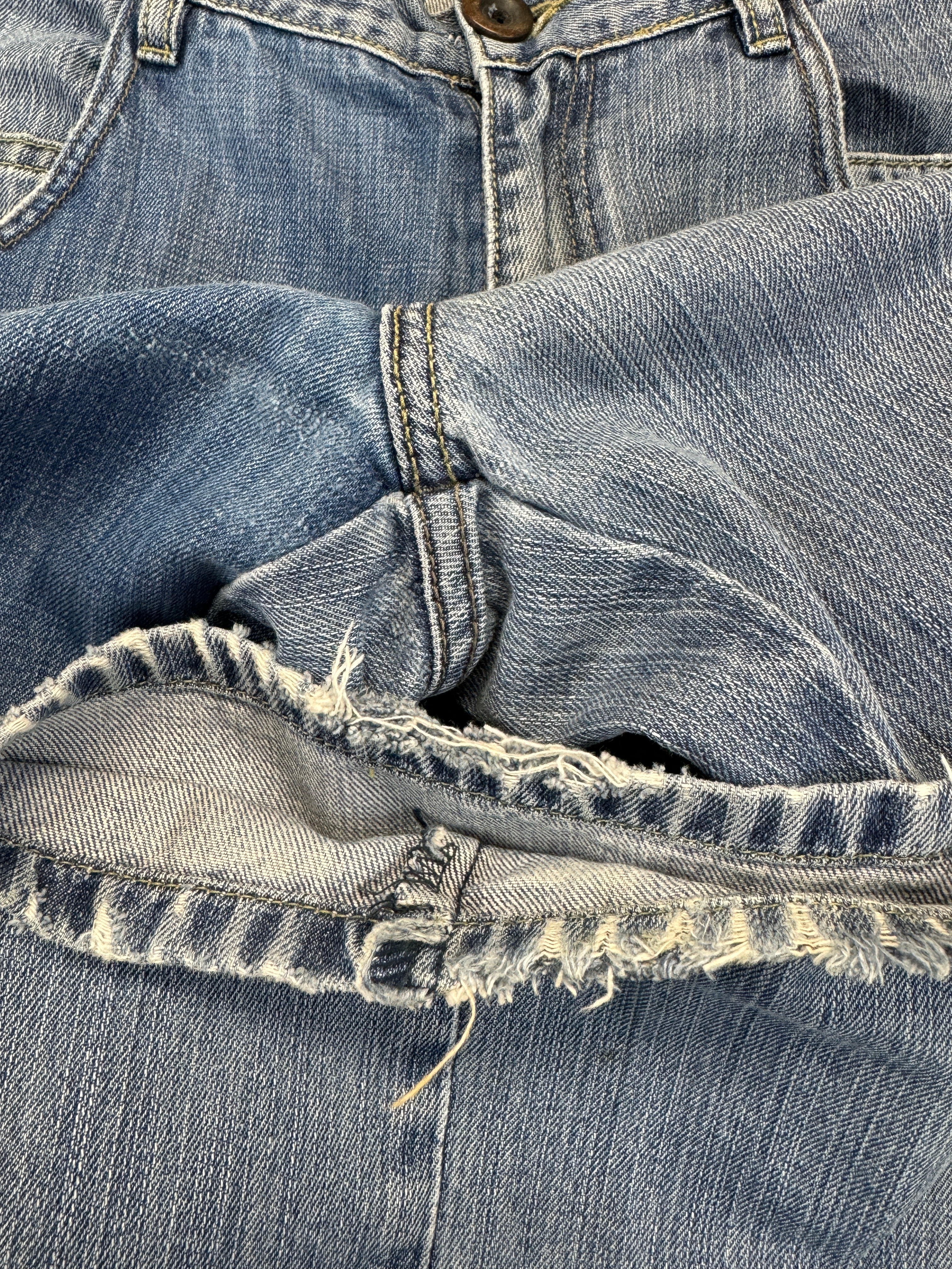 Vintage Tribal Baggy Jeans 90s Two Tone Blau 34