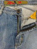 Vintage Tribal Baggy Jeans 90s Two Tone Blau 34