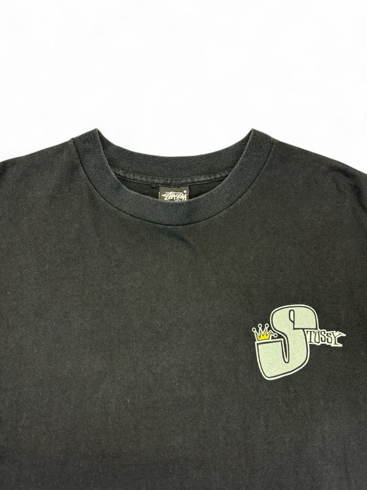 Vintage Stüssy Shirt 90s Crown Made In USA Single Stitch Schwarz XL