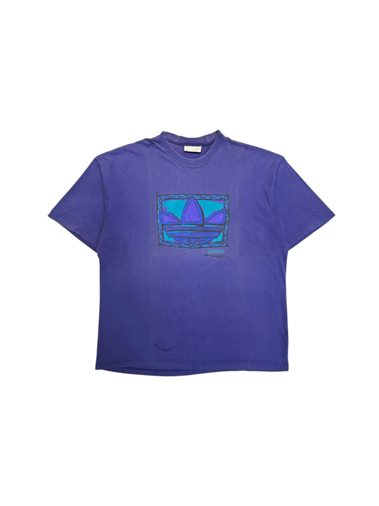 90s Adidas Shirt Trefoil Print Faded Lila L