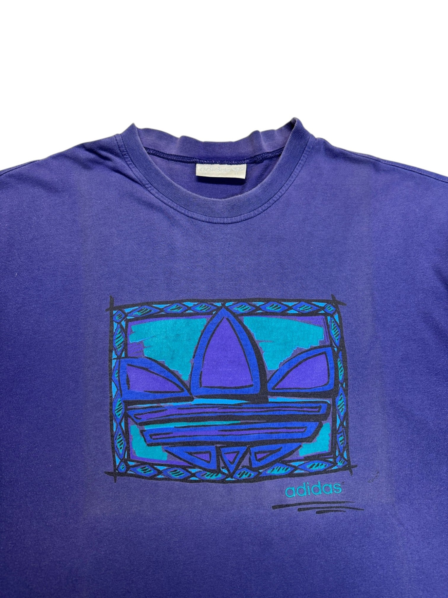 90s Adidas Shirt Trefoil Print Faded Lila L