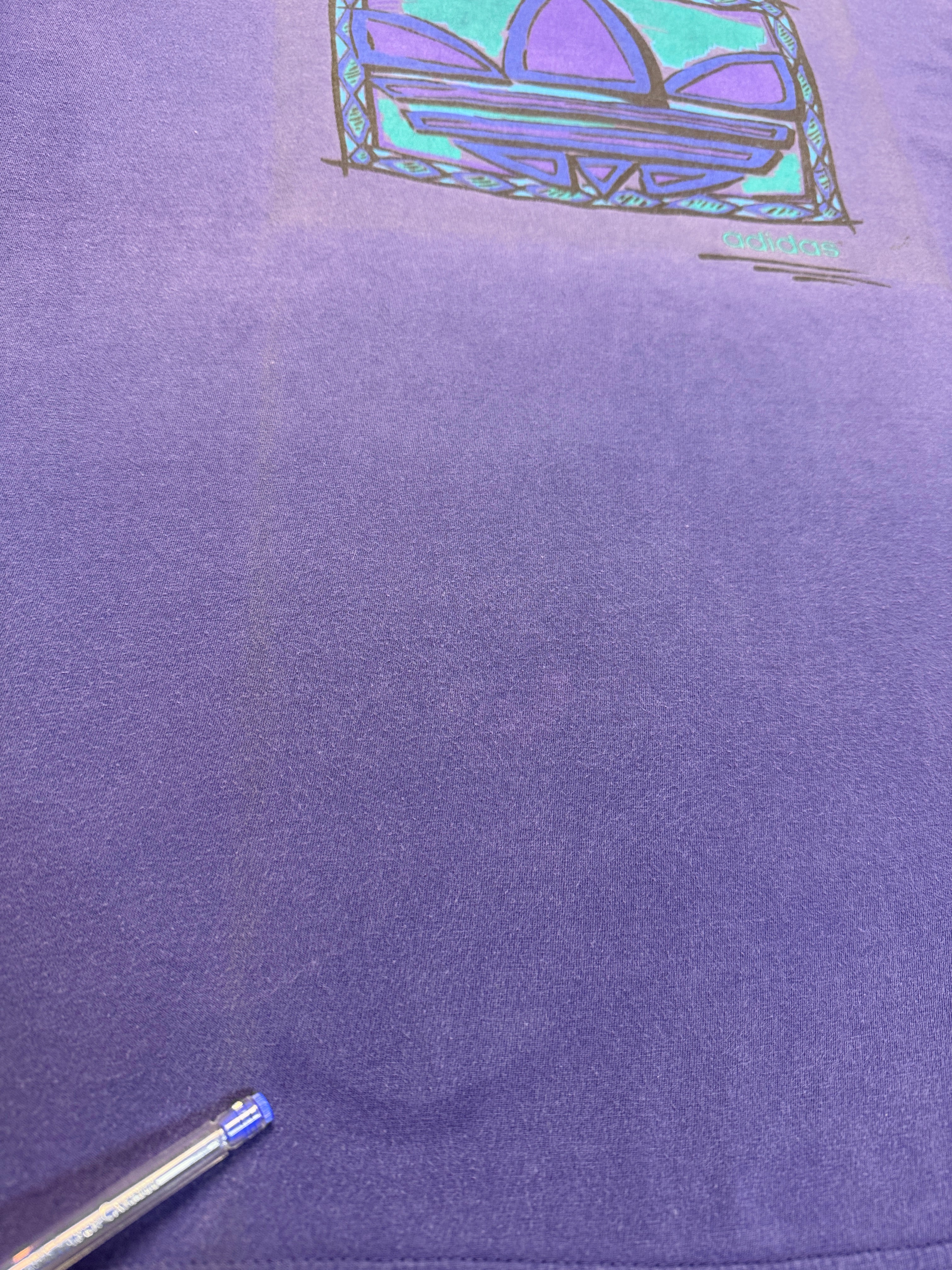 90s Adidas Shirt Trefoil Print Faded Lila L