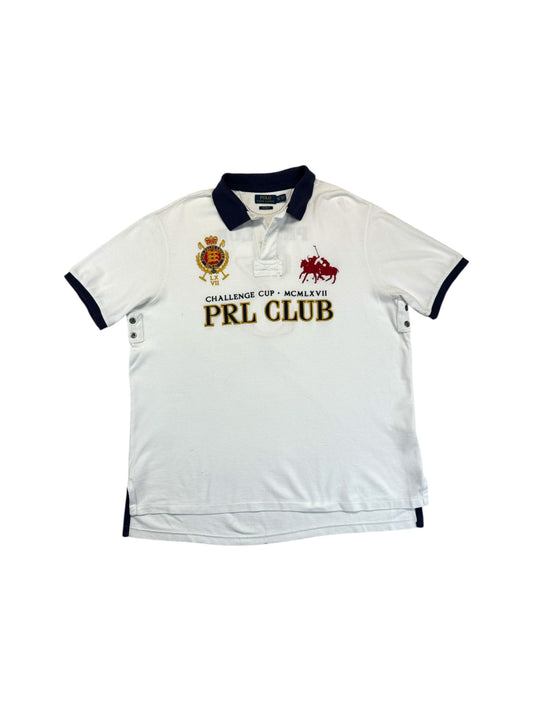 Ralph Lauren Poloshirt PRL CLUB Challenge Cup MCMXLVII Custom Fit Weiß XXL