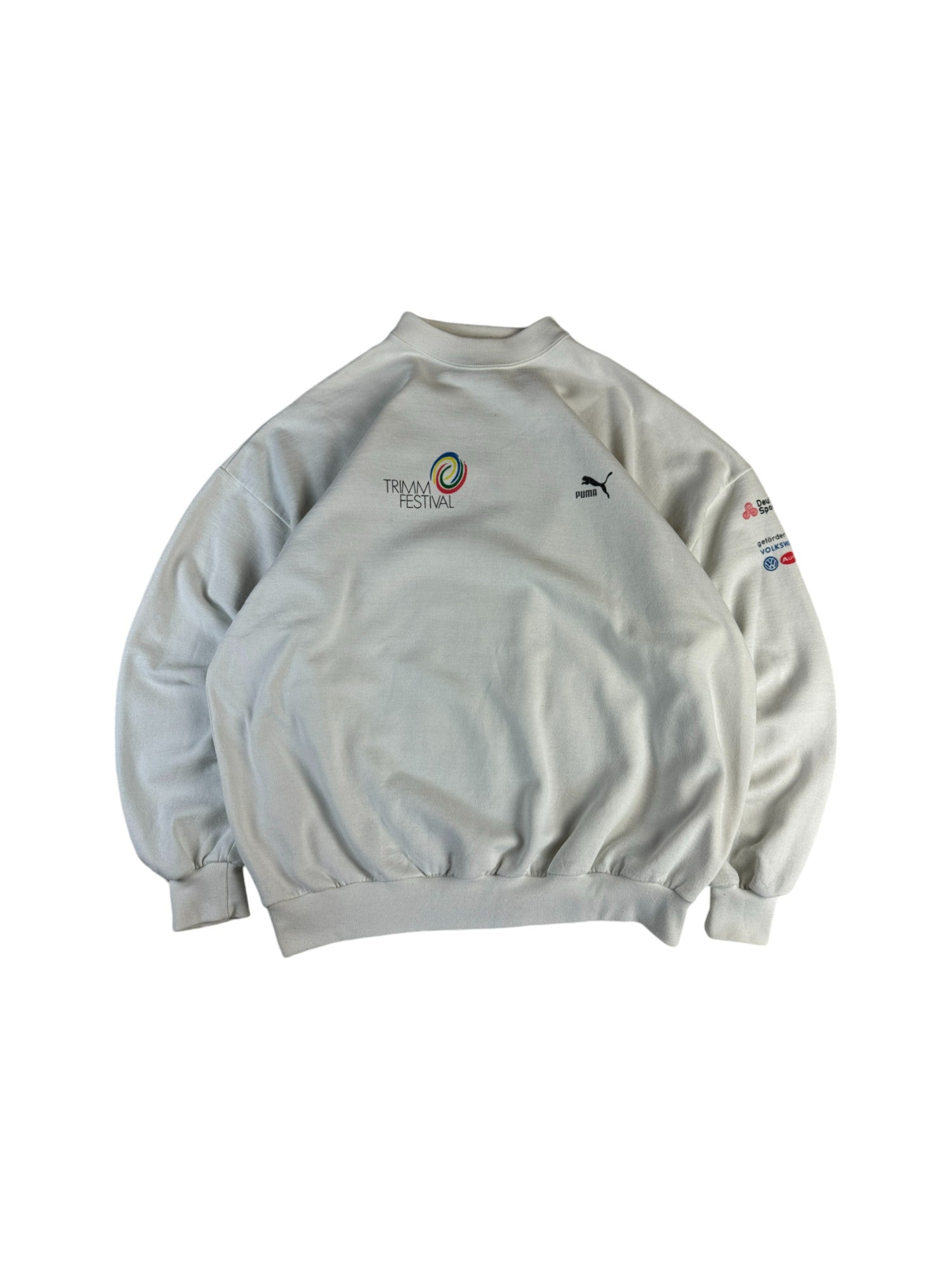 Vintage Puma Sweater 90s "Trimm Festival" Weiß L