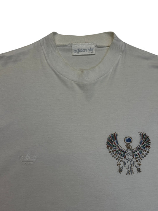 90s Adidas By Ventex Damen Shirt Ankh-Skarabäus Weiß 36