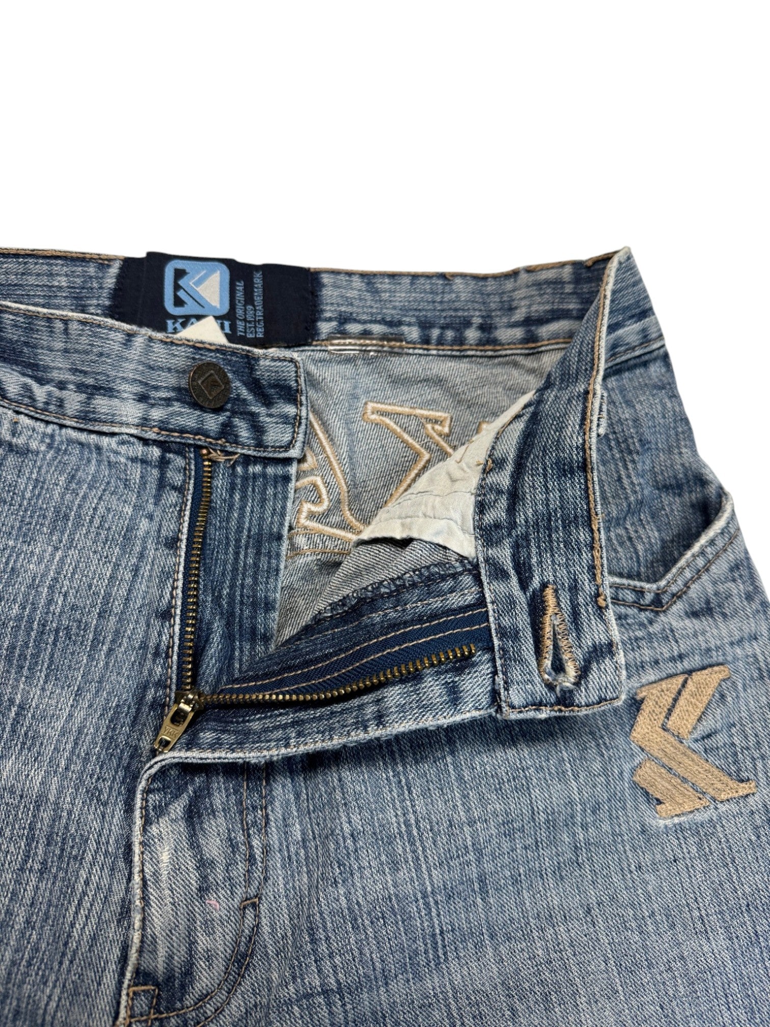 00s Karl Kani Jorts Big Logo Embroidery Blau 28/30 XS-S - RareRags