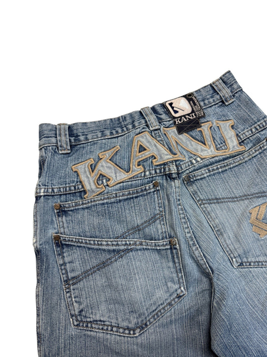 00s Karl Kani Jorts Big Logo Embroidery Blau 28/30 XS-S