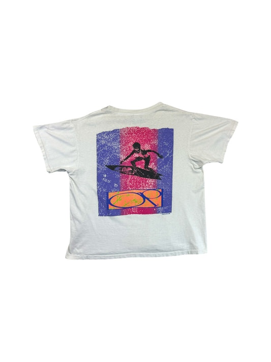 Vintage OP Ocean Pacific Shirt 1989 Backprint Weiß M-L