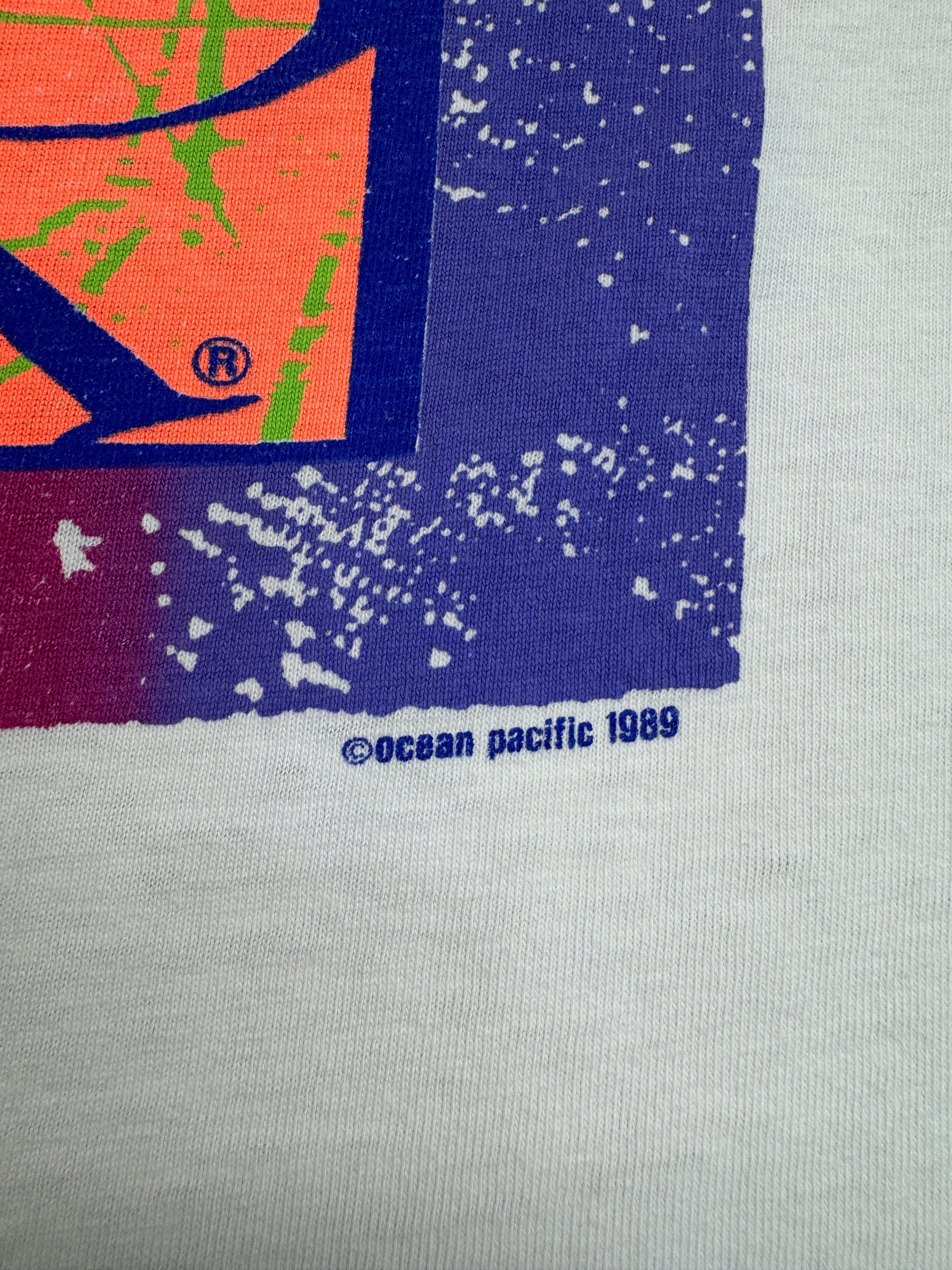 Vintage OP Ocean Pacific Shirt 1989 Backprint Weiß M-L