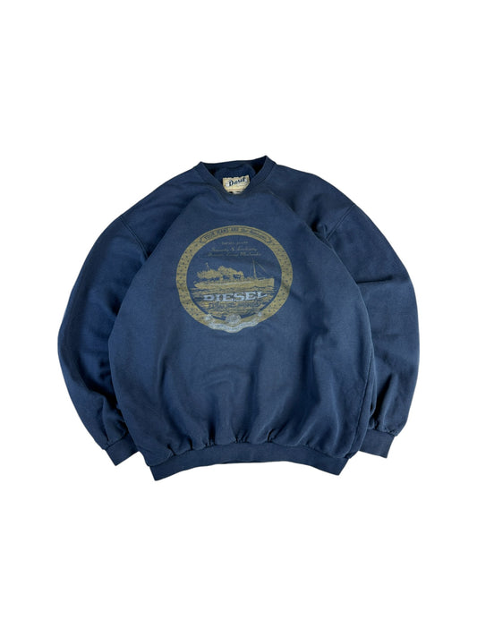 Vintage Diesel Sweater 90s "Your JEANS ARE Our Reputation" Made In Italy Dunkelblau (16) M