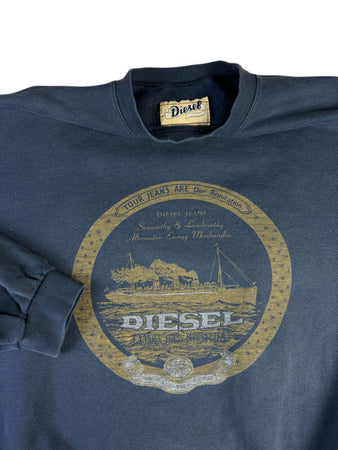 Vintage Diesel Sweater 90s "Your JEANS ARE Our Reputation" Made In Italy Dunkelblau (16) M